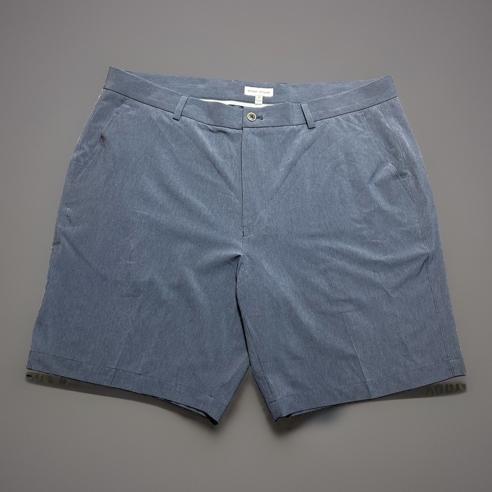 Peter Millar Featherweight Golf Shorts Mens 38 Gray Blue 9" Inseam Classic Fit